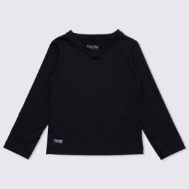 Blusa 4 a 10 anos Térmica Gola V Fakini Preto