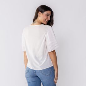 Blusa Feminina Com Manga Plissada Patricia Foster