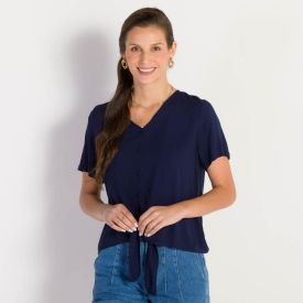 Blusa Feminina Em Amarração Com Botão Patrícia Foster