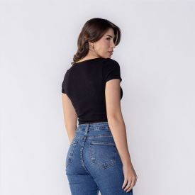 Blusa Feminina Manga Curta Canelada Boby Blues