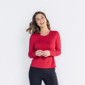 Blusa Feminina Manga Longa Com Gola Redonda Patricia Foster