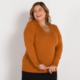 Blusa Plus Size De Viscose Decote V Patrícia Foster Mais