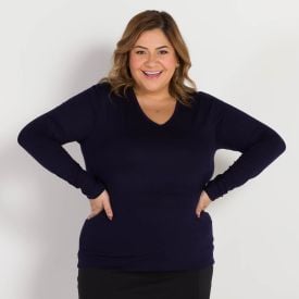 Blusa Plus Size De Viscose Decote V Patrícia Foster Mais