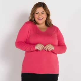 Blusa Plus Size De Viscose Decote V Patrícia Foster Mais
