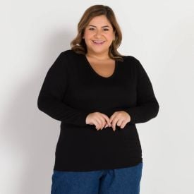 Blusa Plus Size De Viscose Decote V Patrícia Foster Mais