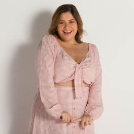 Blusa Plus Size Feminina Xadrez Patrícia Foster Mais