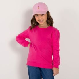 Blusão 4 a 10 anos Moletom Básico Felpado Marmelada Rosa Cinnamom