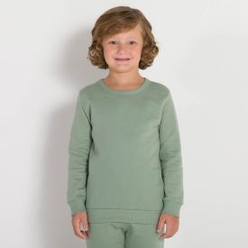 Blusão 4 a 10 anos Moletom Felpado Básico Hot Dog Verde Mineral