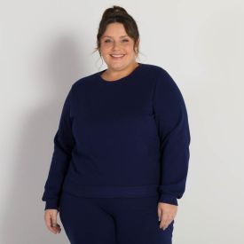 Blusão Moletom Felpado Plus Size Patricia Foster Mais Marinho Action