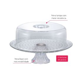 Boleira Com Tampa Ruvolo Modena 32Cm - Vidro Transparente 
