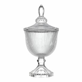 Bomboniere com Pé Graffiato Hauskraft 24,5Cm - Vidro