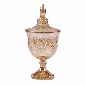 Bomboniere com Pé Dublin Lyor 24,5Cm - Âmbar