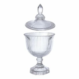 Bomboniere de Vidro com Pé Graffiato Hauskraft - 19Cm