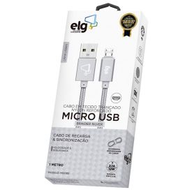 Cabo Micro Usb Nylon Trançado Elg 1 Metro M510 - Prata