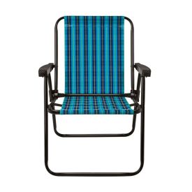 Cadeira De Praia Alta Aço Xadrez Marine Mor - 002052