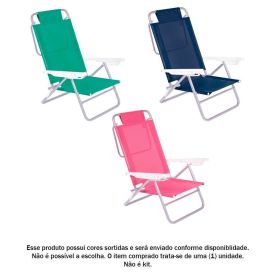 Cadeira De Praia Reclinável De Alumínio 6 Posições Mor - Sortido