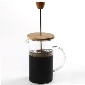 Cafeteira Prensa Francesa Tampa De Bambu Wolff 600Ml - Transparente e Bambu