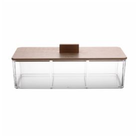 Caixa Organizadora Com Tampa De Bambu My Box Lyor - Transparente