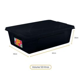 Caixa Organizadora Com Tampa Multiuso Black Dup 50 Litros - Preto