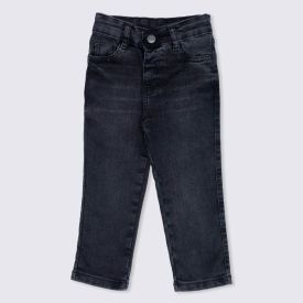 Calça 1 a 3 anos Jeans Comfort Bigodes a Laser Yoyo Kids Preto