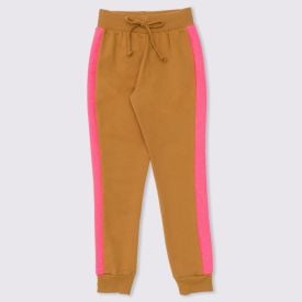 Calça 4 a 10 anos Moletom Listras Fakini Bege Cookie