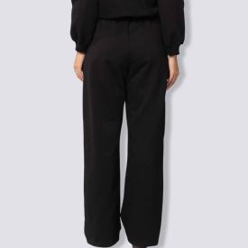 Calça Feminina Wide Leg De Moletom Patricia Foster Preto