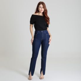 Calça Feminina Reta Jeans Sawary
