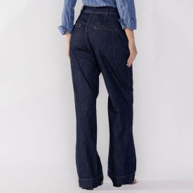 Cal&ccedil;a Jeans Wide Leg Feminina Patricia Foster Azul Escuro