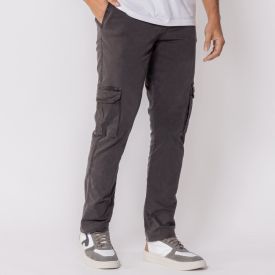 Calça Masculina De Sarja Cargo Slim Thing Chumbo