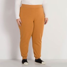 Calça Plus Size Moletom Felpado Patricia Foster Mais Bege Book