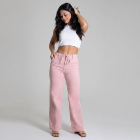 Calça Feminina Wide Leg De Sarja Sawary