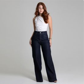 Calça Feminina Wide Leg Jeans Sawary
