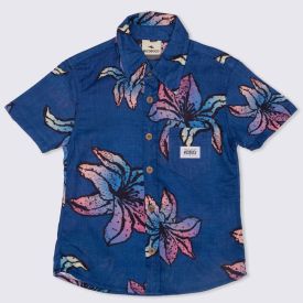 Camisa 4 a 10 anos Tafeta Floral Nicoboco