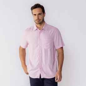 Camisa Linho Masculina Manga Curta Thing Rosa