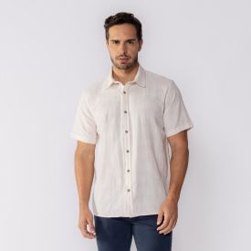 Camisa Masculina Quadriculada Viscolinho Marc Alain Off White