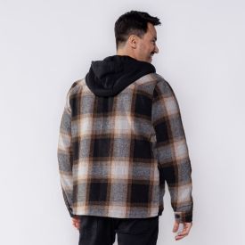 Camisa Masculina Xadrez De Flanela Com Capuz Thing