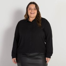 Camisa Ombro Franzido Patrícia Foster Mais Preto