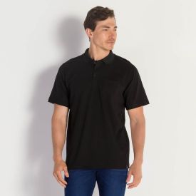 Camisa Polo Básica Com Bolso Marc Alain Preto