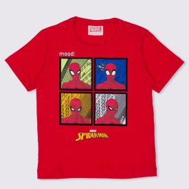 Camiseta 1 a 3 anos Malha Spider Man Quadrinhos Marvel Vermelho
