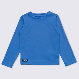 Camiseta 4 a 10 anos Térmica Gola Redonda Fakini Azul Claro