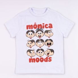 Camiseta M&ocirc;nica Moods Infantil 4 a 10 Anos Turma da M&ocirc;nica