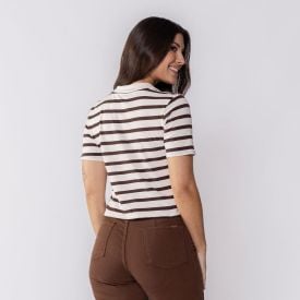 Camiseta Polo Feminina Com Decote V Transpassado Boby Blues