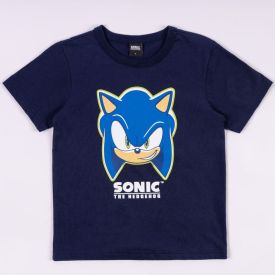 Camiseta Sonic Infantil 4 a 10 Anos Sega Azul Marinho