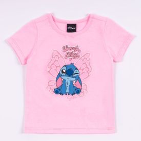 Camiseta Stitch Infantil 1 a 3 Anos Disney Pink