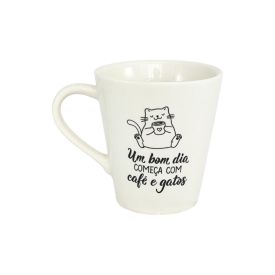 Caneca Cônica Decorada Lv Porcelanas 290Ml - CAFE E GATOS