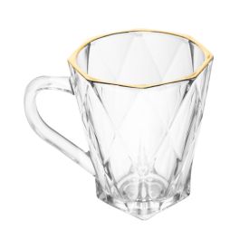 Caneca Cristal Diamond Fio De Ouro 180Ml Lyor