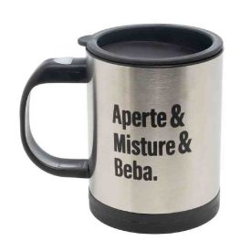 Caneca Mixer Com Tampa Lyor 380Ml - Aço Inox