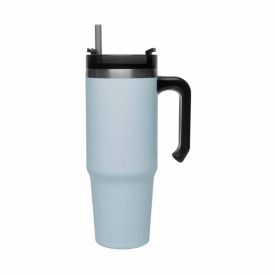 Caneca Térmica Slim Com Canudo Wolff 890Ml - Azul