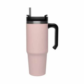 Caneca Térmica Slim Com Canudo Wolff 890Ml - Rosa