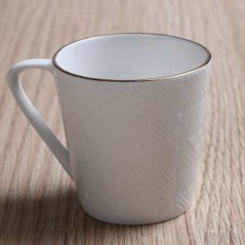 Caneca Zoe Com Filete Dourado Havan Casa 190Ml - Branco